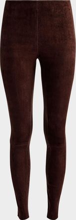 Alice & Olivia Lennox Mid-Rise Suede Leggings