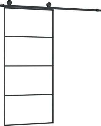 vidaXL Vidaxl - Puerta Corredera Con Set Herrajes Vidrio Esg Aluminio 90x205 Cm