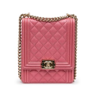 Chanel Boy Chanel Roze Leren Schoudertas
