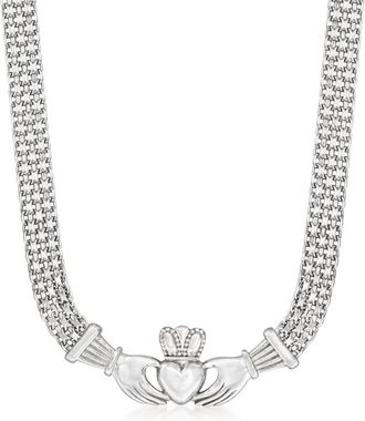 Ross-Simons Sterling Silver Bismark-Link Claddagh Necklace