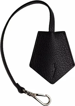 Neil Barrett Accessoires, Heren, Zwart, ONE Size, Leer, Leren Sleutelhanger