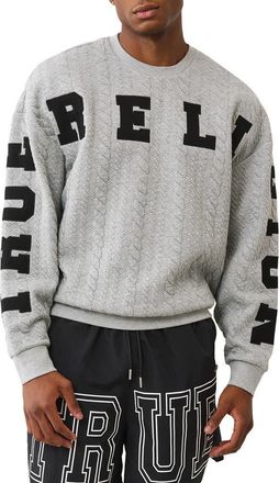 True Religion Logo Appliqué Quilted Graphic Sweatshirt in Heather Grey at Nordstrom, Size Xxx-Large