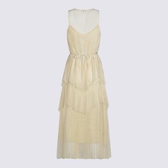 Twin-Set Pleated Silk Dress - Beige