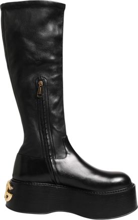 Dolce & Gabbana Platform Leren Kniehoge Laarzen