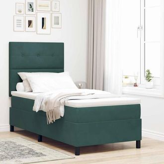 vidaXL Letto A Molle Con Testiera Verde Scuro 80 X 200 Cm Velluto Vidaxl