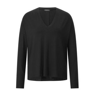 Dondup V-hals Oversized Shirt met Lange Mouwen - Dames - Longsleeves - Zwart - L - Tops