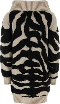 Moschino Womens Sand Wool Blend Sweater Dress Fantasia Avorio Abiti