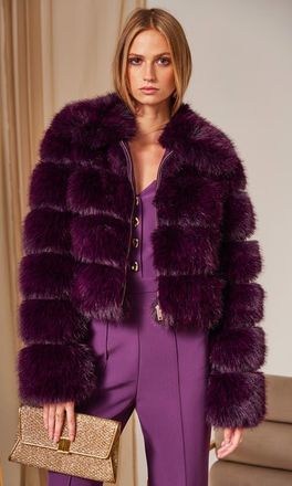 Generation Love Madison Faux Fur Jacket in Purple at Nordstrom, Size Xx-Small