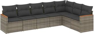vidaXL Vidaxl - Set De Sof&aacute;s De Jard&iacute;n 7 Piezas Con Cojines Rat&aacute;n Pe Gris