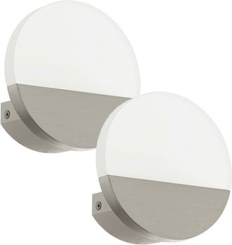 Loops 2 PACK Wall Light Colour Satin Nickel Shade Satined Plastic LED 1x4.5W Included