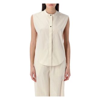 Loulou Studio Shirts, female, Beige, Size: 3XS Stripes Sleeveless Shirt Ivory Black