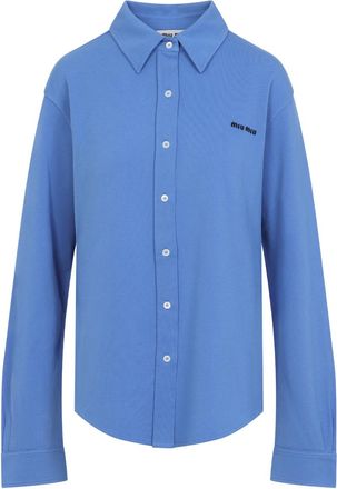 Miu Miu Womens Piquet Shirt - Light Blue Cotton - Size EU 42 (Womens)