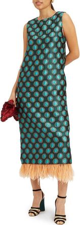 La DoubleJ Column Dress in Jacquard Winter Sun Emerald at Nordstrom, Size Xx-Small