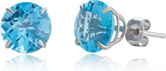 MAX + STONE 10k Yellow or White Gold 8mm Round Cut Gemstone Birthstone Stud Earrings