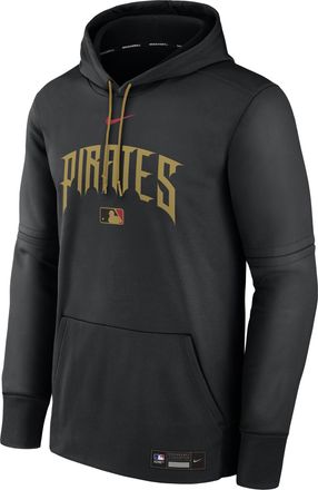 Nike Mens Pittsburgh Pirates Authentic Collection City Connect Nike Therma MLB Pullover Hoodie in Black | NAC30HU5PTB-YQN