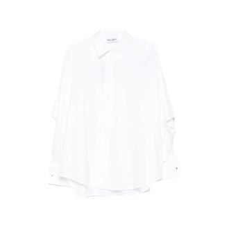 The Attico Cape-effect Embroidered-logo Shirt