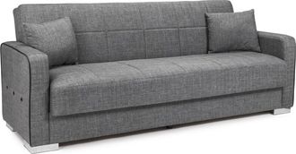 Home Heavenly Home Heavenly - Sof&aacute; Cama Torra, Dise&ntilde;o Moderno Con Arc&oacute;n Y Cojines Decorativos, Tapizado En Tela, 220x85x 90 Cm Color: Gris