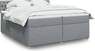 vidaXL Vidaxl - Cama Box Spring Con Colch&oacute;n Tela Gris Claro 200x200 Cm