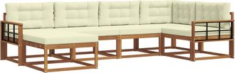 vidaXL Conjunto De Sof&aacute;s De Exterior 6 Uds. Natural Y Crema Vidaxl