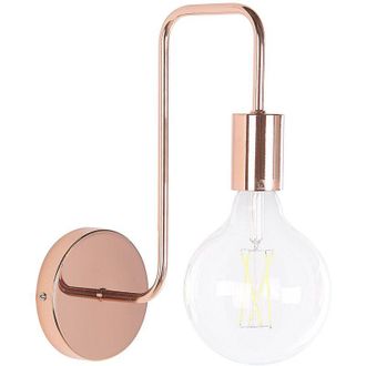 Beliani L&aacute;mpara De Pared Cobriza Estilo Industrial Minimalista Sin Pantalla Savena