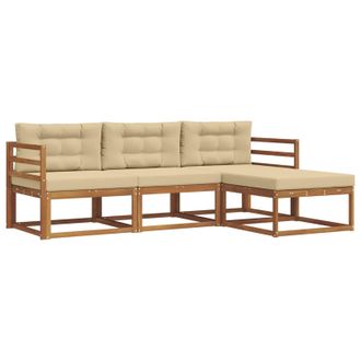 vidaXL Conjunto De Sof&aacute;s De Exterior Con Coj&iacute;n 4 Pcs Natural Y Beige Vidaxl