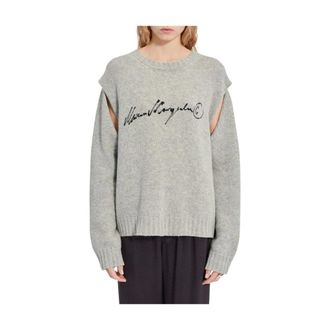 Maison Margiela Dames, Truien, Grijs, Maat: L Wol