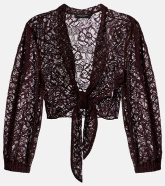 Adriana Degreas Cotton-blend lace crop top