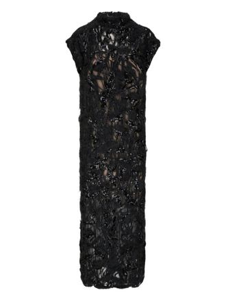 Brunello Cucinelli sequin-embellished high-neck dress - women - Polyamide/Mohair/Wool - L - Black