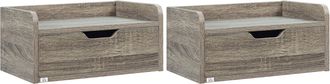 HOMCOM Floating Nightstand Set Of 2 - Nightstand With Drawer - Grey | TJ Hughes