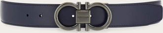 Ferragamo Men Reversible and adjustable Gancini belt Blue