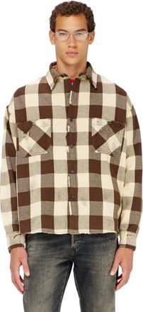 Diesel Check flannel shirt with distressed effect - Shirts - Man - Brown