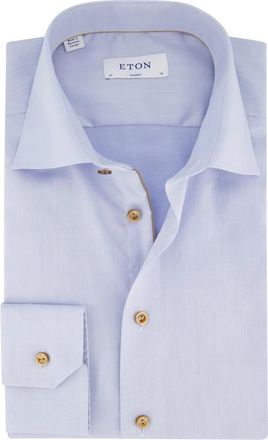 Eton Lichtblauwe Overhemdjurk - Wide Fit - Heren - Zakelijke Overhemden - Blauw - XL - Katoen - Overhemden