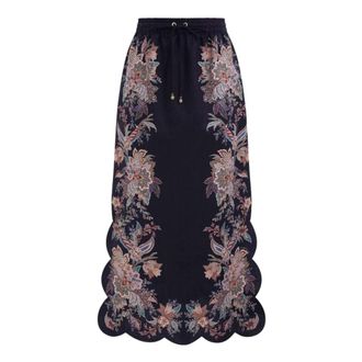 Zimmermann Rhiannon Scallop Midi Skirt - female - Zimmermann - Midi Skirts - Blue - S - Skirts