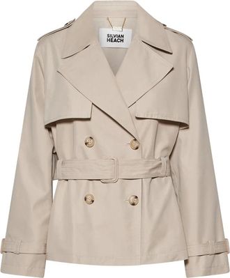 Silvian Heach Trelsi Korte Double-Breasted Trenchcoat - Dames - Trenchcoats - Beige - L - Katoen - Jassen