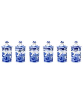 Spode Blue Italian Set Of Six 4In Spice Jars