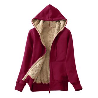 Generic Womens Fleece Jackets Full Zip With Hood - Teddy Fleece Jacket Women Winter Warm Hoodie Sweatshirt Long Sleeve Tops Loose Fit Casual Sweatshirt Solid 