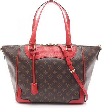 Louis Vuitton Brown Red Color Coated Canvas Leather Tote Bag (Pre-Owned)