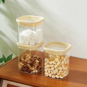 No Brand Tarros De Almacenamiento Con Tapa, Juego De 3, Fabricados En Vidrio De Borosilicato Resistente (1 X 450 Ml, 2 X 550 Ml) - Tarros De Almacenamiento De 