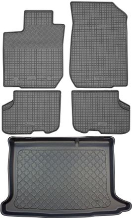 OEM Dacia Sandero Ii Hatchback (5 Puertas) Desde Diciembre De 2012. Juego: Alfombrillas De Goma Para Coche + Alfombrilla Para Maletero