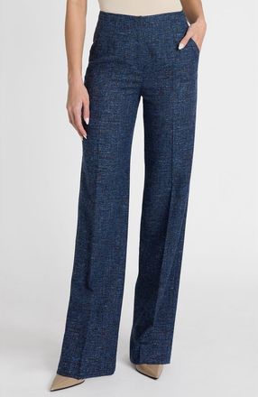 Santorelli Della Straight Leg Pants in Modern Donegal Fabric in Midnight at Nordstrom, Size 10