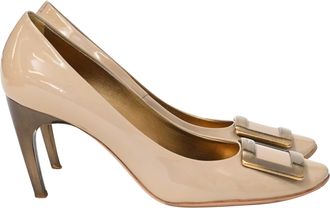 Roger Vivier Trompette Pumps In Beige Patent Leather