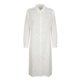 MC2 Saint Barth Shirt Dresses, female, White, Size: XS Adeline Long Sangallo Hibiscus Shirt