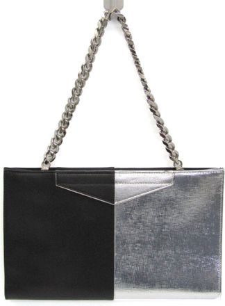 Fendi Black Silver Leather Tote Bag (Pre-Owned)
