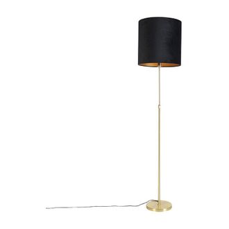 QAZQA Floor Lamp Gold/Brass with Black Velvet Lampshade 40/40 cm - Parte