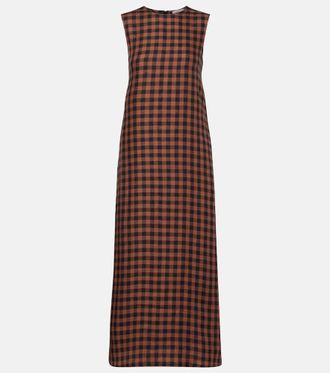 Asceno Tallin gingham linen maxi dress