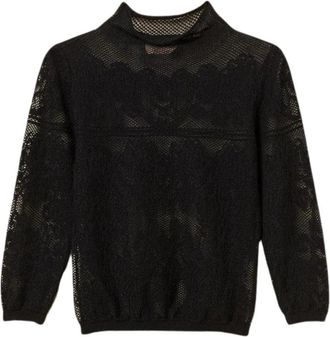 Twinset Lupetto Manica 3/4 Maglia Jacquard - Dames - Longsleeves - Zwart - M - Katoen - Tops