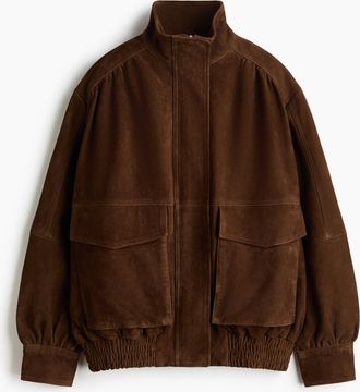 H&M Oversized Jacke aus Veloursleder - Beige