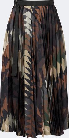 sacai x A.P.C. pliss&eacute; printed midi skirt