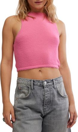 Free People Warm Fluff Crop Sweater Tank in Neon Pink at Nordstrom, Size Small