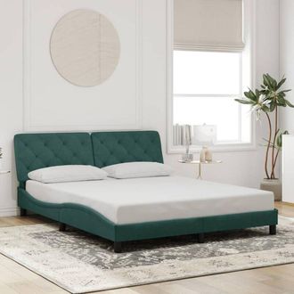 vidaXL Estructura Cama Sin Colch&oacute;n Terciopelo Verde Oscuro 160x200 Cm Vidaxl